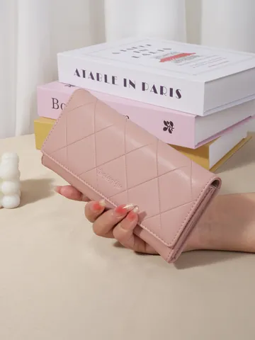 Women Quilted Long Wallet PU Leather Clutch Bag With Multiple Card Slots Large Capacity Mobile Phone Purse Fashion Handbag