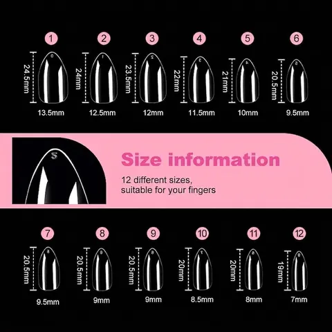 Ongles Amande Transparents en ABS Sans Trace Design Haute Transparence Pour Manucure DIY et Usage Professionnel Femme