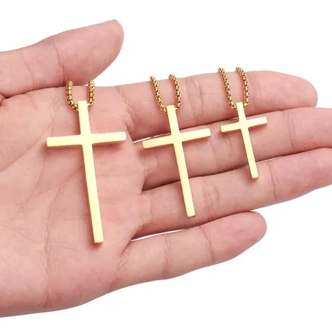 Minimalistische Edelstahl Kreuz Anhänger Halskette Für Herren ins Stil Boxkette Gold Silber Schwarz Titan Stahl Schmuck