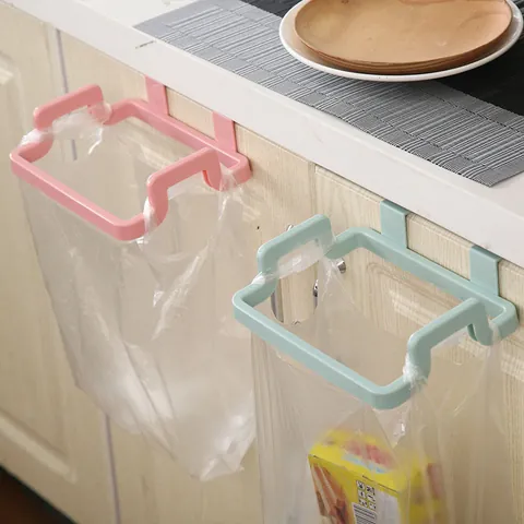 Kitchen Cabinet Door Hanging Trash Bag Holder Plastic Garbage Storage Rack Kitchen Cabinet Organizer Home Supplies