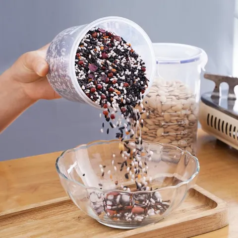 Huishouden Plastic Voedsel Opslag Pot Doorzichtige Gesealde Container Met Deksel Keuken Graan Organizer