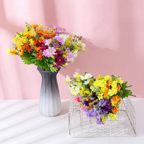 Bouquet de Fleurs de Marguerites Artificielles Faux Fleurs en Plastique pour Décoration de Jardin de Maison Photographie de Mariage en Plein Air