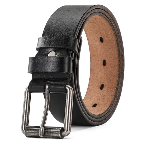 Men Genuine Leather Belt Business Casual Pin Buckle Cowhide Belt Vintage Retro Metal Buckle Adjustable Waistband For Men