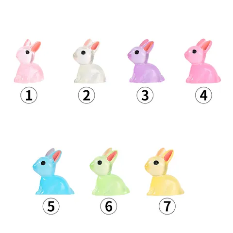 Lumineux Résine Lapin Micro Paysage Ornement DIY Artisanat Mignon Lapin Figurine Lumineux Fée Jardin Décor Accessoires