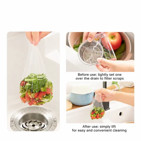 Disposable Kitchen Sink Filter Mesh Fine Coarse Strainer Bag Anti Blocking Garbage Net Kitchen Cleaning Supplies