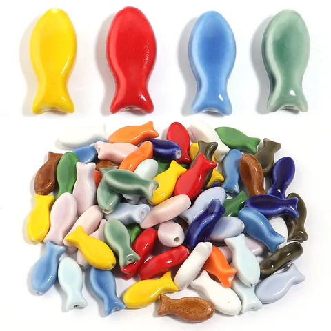 Ceramic Fish Shape Loose Beads Hand Glazed Small Animal Spacer Beads For DIY Jewelry Making Bracelet Necklace Phone Chain Crafting Accessory