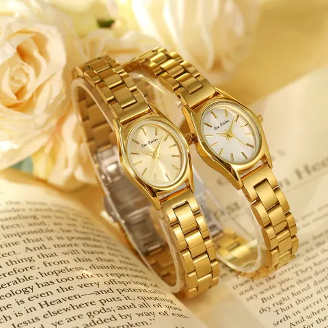 BS Bee Sister Montre Analogique Ovale Vintage en Acier Inoxydable pour Femme Luxe Or Argent Étanche Quartz Montre-Bracelet FA1934 Bijoux Cadeau