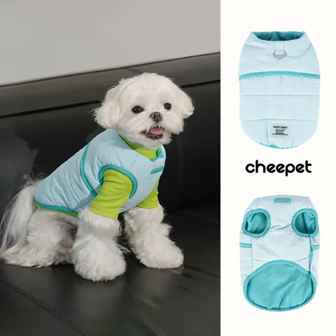 Cheepet Pet Dog Winter Padded Vest Small Medium Dog Warm Thick Quilted Jacket Sleeveless Padded Coat With Traction D-Ring