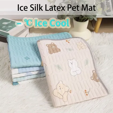 Summer Pet Ice Silk Cooling Mat Breathable Quilted Latex Dog Cat Bed Mat Anti-Slip Portable Cooling Pad For Small Medium Dogs Cats
