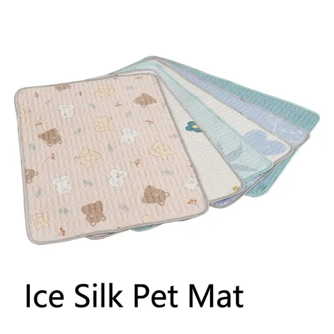 Summer Pet Ice Silk Cooling Mat Breathable Quilted Latex Dog Cat Bed Mat Anti-Slip Portable Cooling Pad For Small Medium Dogs Cats