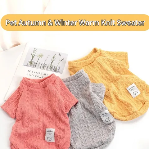 Warm Pet Dog Sweater Knitwear For Small Dogs Cats Soft Winter Puppy Clothes Comfortable Cable Knit Pattern Puppy Coat For Chihuahua