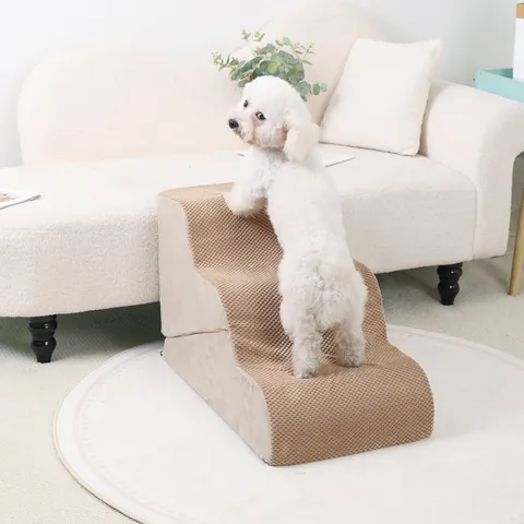 High Density Sponge Pet Stairs For Small Dogs And Cats Non-slip Removable Cover 2-in-1 Foldable Pet Ramp Steps For Bed Couch