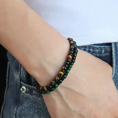 Pulsera de Cuentas de Ojo de Tigre de Piedra Natural para Mujer Hombre Hecha a Mano Diseño Original Azul Oro Verde Amarillo Joyas