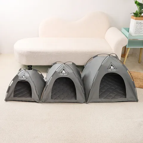 Portable Pet Tent Bed With Quilted Mat Breathable Sunscreen Waterproof Foldable Dog Cat House Indoor Outdoor Polyester Kennel