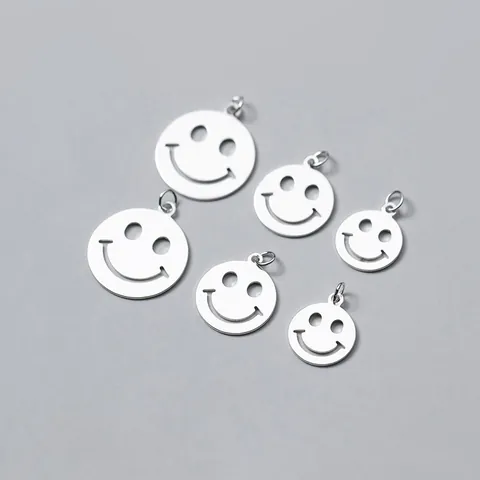 925 Sterling Silver Hollow Smile Face Round Plate Pendant DIY Handmade Jewelry Making Findings Accessories Charm For Bracelet Necklace