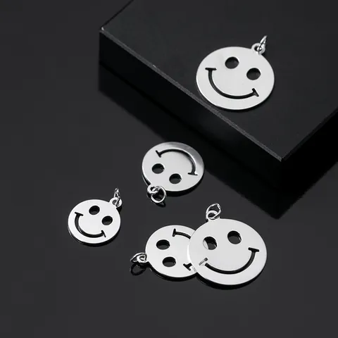 925 Sterling Silver Hollow Smile Face Round Plate Pendant DIY Handmade Jewelry Making Findings Accessories Charm For Bracelet Necklace