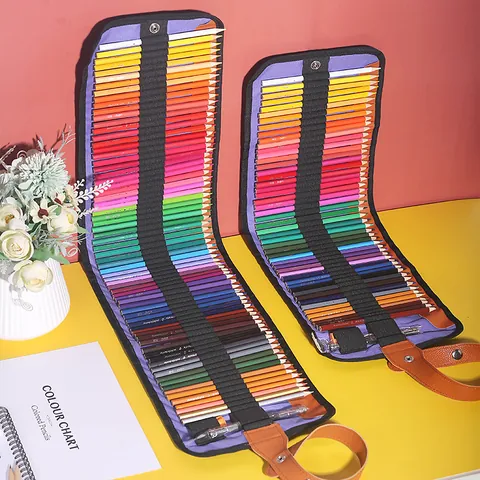 Juego de Lápices de Colores Multicolores Profesionales Con Estuche de Lona Enrollable Suministros de Arte Portátiles para Dibujo Boceto Artistas Estudiantes Escuela