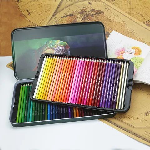 72 Colors Professional Colored Pencils Set With Metal Tin Box For Drawing Sketching Adult Children Art Supplies