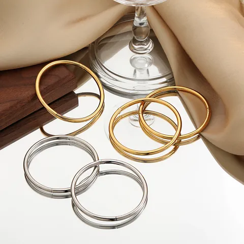 Minimalist Titanium Steel Open Bangle For Women Electroplated Korean Ins Style Light Luxury Plain Geometric Jewelry Gift