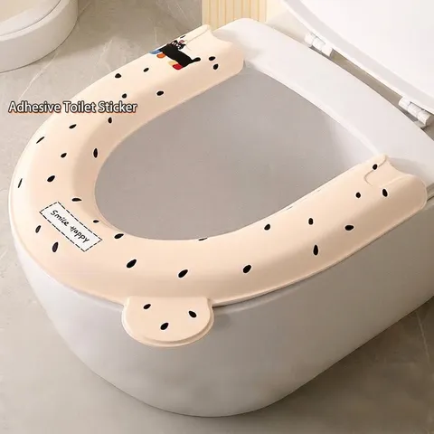 Universal U-Form EVA Wasserdicht Toilettensitzbezug Niedlich Cartoon Katze Punktiert Selbstklebend Badezimmer Toilette Matte Mit Griff