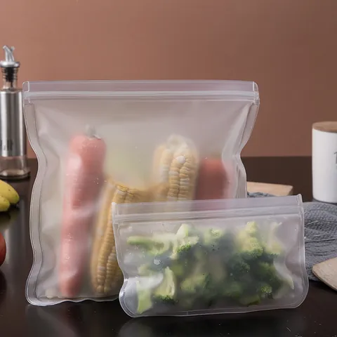 Reusable EVA Food Grade Storage Bags Frosted Translucent Leakproof Ziplock Bags For Vegetable Meat Grains Fridge Freezer Preservation Kitchen Household
