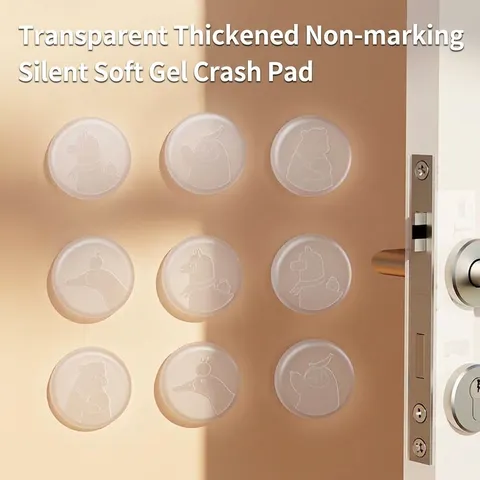 Transparent Thickened Door Handle Crash Pad Silent Soft Glue Wall Protective Mat Cartoon Round Refrigerator Anti-Collision Pad