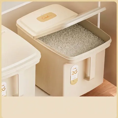 Sealed Rice Bucket Household Moisture Proof Grain Storage Box PP Flour Container With Handle And Measuring Cup Kitchen Organizer