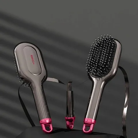 Professional Air Cushion Scalp Massage Comb For Women Electroplated Texture Detangling Hair Brush With Hidden Cleaning Tool