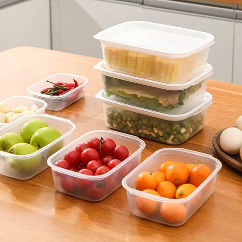 Kühlschrank Aufbewahrungsbox Transparent PP Kunststoff Lebensmittelbehälter Mit Deckel Stapelbar Küchen Organizer Für Obst Getreide