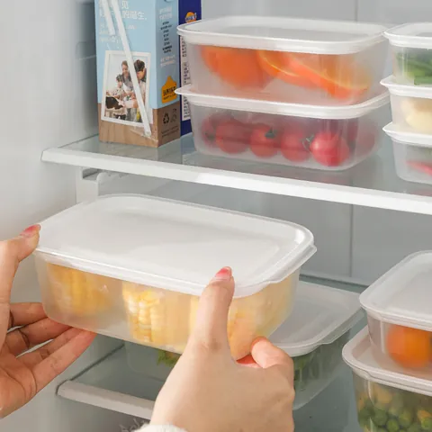 Kühlschrank Aufbewahrungsbox Transparent PP Kunststoff Lebensmittelbehälter Mit Deckel Stapelbar Küchen Organizer Für Obst Getreide