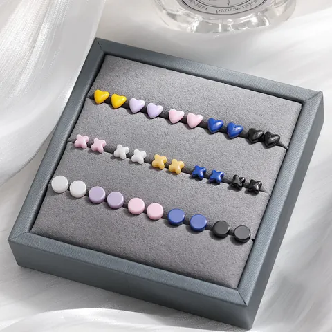 Minimalist Bio Ceramic Stud Earrings Colorful Heart Round Clover Anti-Blocking Ear Hole Protection Jewelry For Women