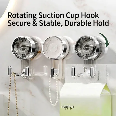 Vacuum Suction Cup Hook Heavy Duty Waterproof Drill-Free Removable PET ABS Double Hooks For Bathroom Kitchen Home Storage Organizers