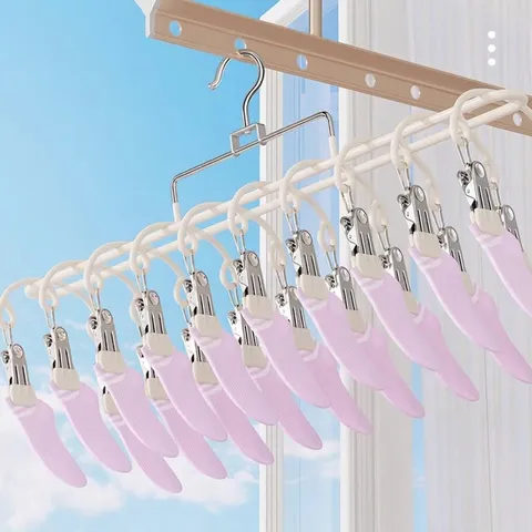 Stainless Steel 20 Clips Sock Drying Rack Windproof Non-Slip Laundry Hanger For Underwear Socks Baby Clothes Home Balcony