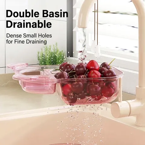 Double Layer Partitioned Draining Storage Box PET PP Fruit Vegetable Draining Basket With Lid Nut Snack Organizer Box For Kitchen
