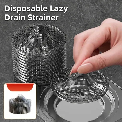 Disposable Hair Catcher Drain Filter Mesh Shower Sink Anti-Clog Grid With Handle PP Plastic Modern Bathroom Accessory