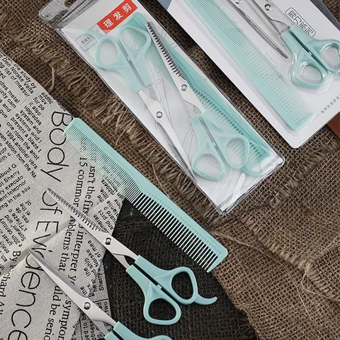 Professional Stainless Steel Hair Cutting Scissors Set Thinning Shears With Comb For Home Barber Hairdressing Tools For Men Women