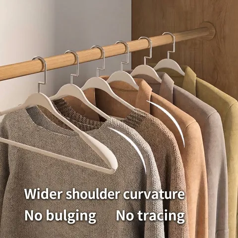 Wide Shoulder Frosted Coat Hanger No Trace Anti-Slip Seamless Plastic Hanger With 360 Degree Swivel Metal Hook For Clothes