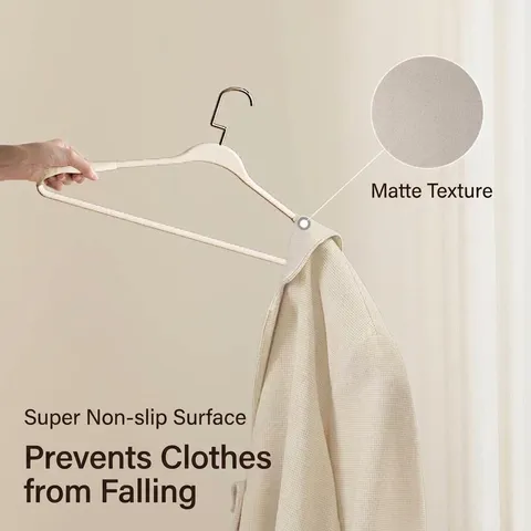 Wide Shoulder Frosted Coat Hanger No Trace Anti-Slip Seamless Plastic Hanger With 360 Degree Swivel Metal Hook For Clothes