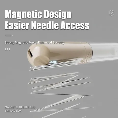 Multi Functional Needle Threader Seam Ripper With Storage Thimble Magnetic Base Portable Hand Sewing Tool Home DIY Kit