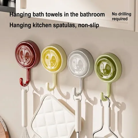 Modern ABS 360 Degree Rotating Suction Cup Hooks No Drilling Wall Mounted Waterproof Hanger For Kitchen Bathroom Towel Storage