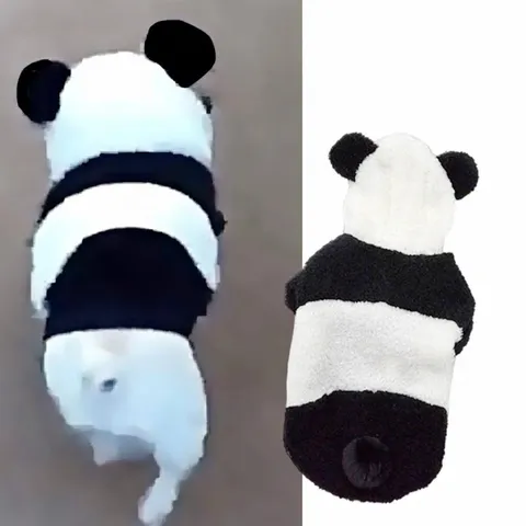 Χαριτωμένο Φούτερ με Κουκούλα για Σκύλους Panda Cosplay Αποκριάτικη Στολή Κατοικίδιων Ζώων Χειμωνιάτικα Ζεστά Ρούχα για Σκύλους από Φλις για Μικρούς Μεσαίους Σκύλους Ρούχα για Κουτάβια