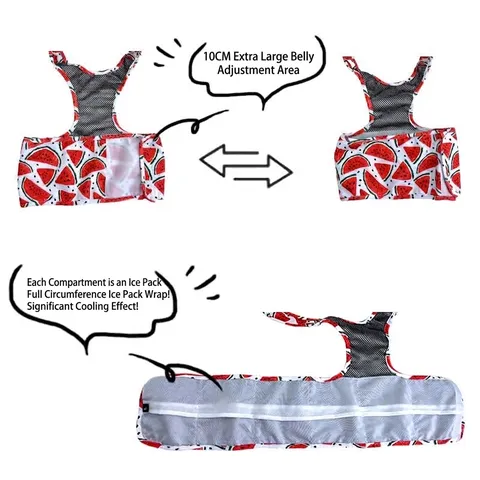 Adjustable Pet Cooling Vest Dog Ice Pack Harness Summer Heat Relief Clothes Breathable Mesh Cooling Bib For French Bulldog