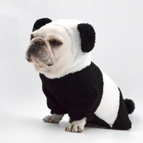 Χαριτωμένο Φούτερ με Κουκούλα για Σκύλους Panda Cosplay Αποκριάτικη Στολή Κατοικίδιων Ζώων Χειμωνιάτικα Ζεστά Ρούχα για Σκύλους από Φλις για Μικρούς Μεσαίους Σκύλους Ρούχα για Κουτάβια