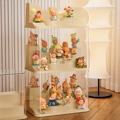 Transparent Blind Box Display Case 3-Tier Step Dustproof Storage Box Action Figure Organizer PET ABS Material Home Decor Showcase