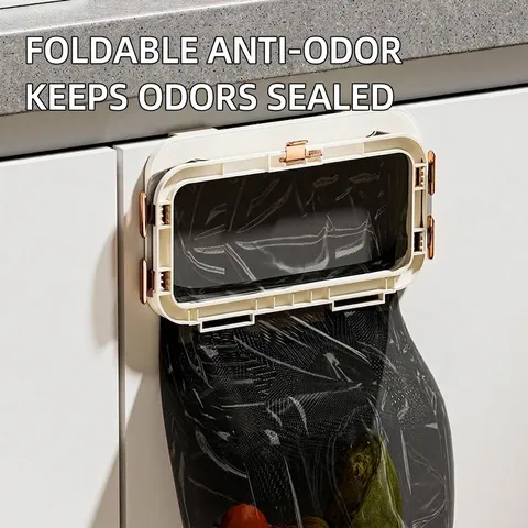 Foldable Wall Mounted Trash Bag Holder For Kitchen Bathroom Plastic Bag Storage Rack Space Saving Waste Bag Fixer Organizer