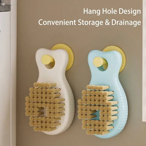 Multifunctional Press Type Liquid Dispensing Cleaning Brush Soft Bristle Shoe Brush Kitchen Laundry Scouring Tool With Hanging Hole
