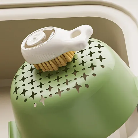 Multifunctional Press Type Liquid Dispensing Cleaning Brush Soft Bristle Shoe Brush Kitchen Laundry Scouring Tool With Hanging Hole