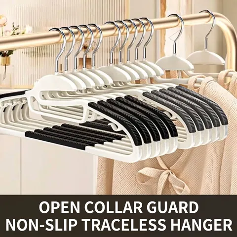Non-Slip Trace-Free Hangers For Clothes Open-Neck Design Plastic Clothes Rack Space Saving Closet Organizer For T-Shirts Coats Pants