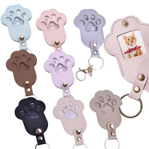 Llavero Conmemorativo de Cuero para Mascotas Huella de Pata Portafotos Recuerdo de Pelo Perro Gato Regalo Adorno de Bolso