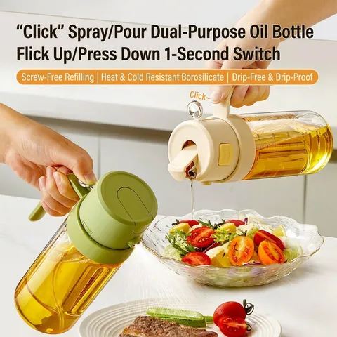 Dual Use Oil Sprayer Dispenser Glass Bottle For Kitchen Cooking BBQ Mist Spray Pour Clear Seasoning Container Pot
